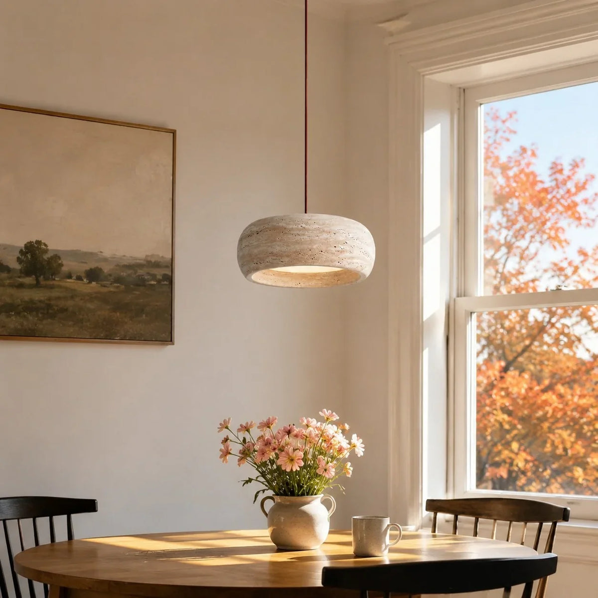 Travertine Round Pendant Light