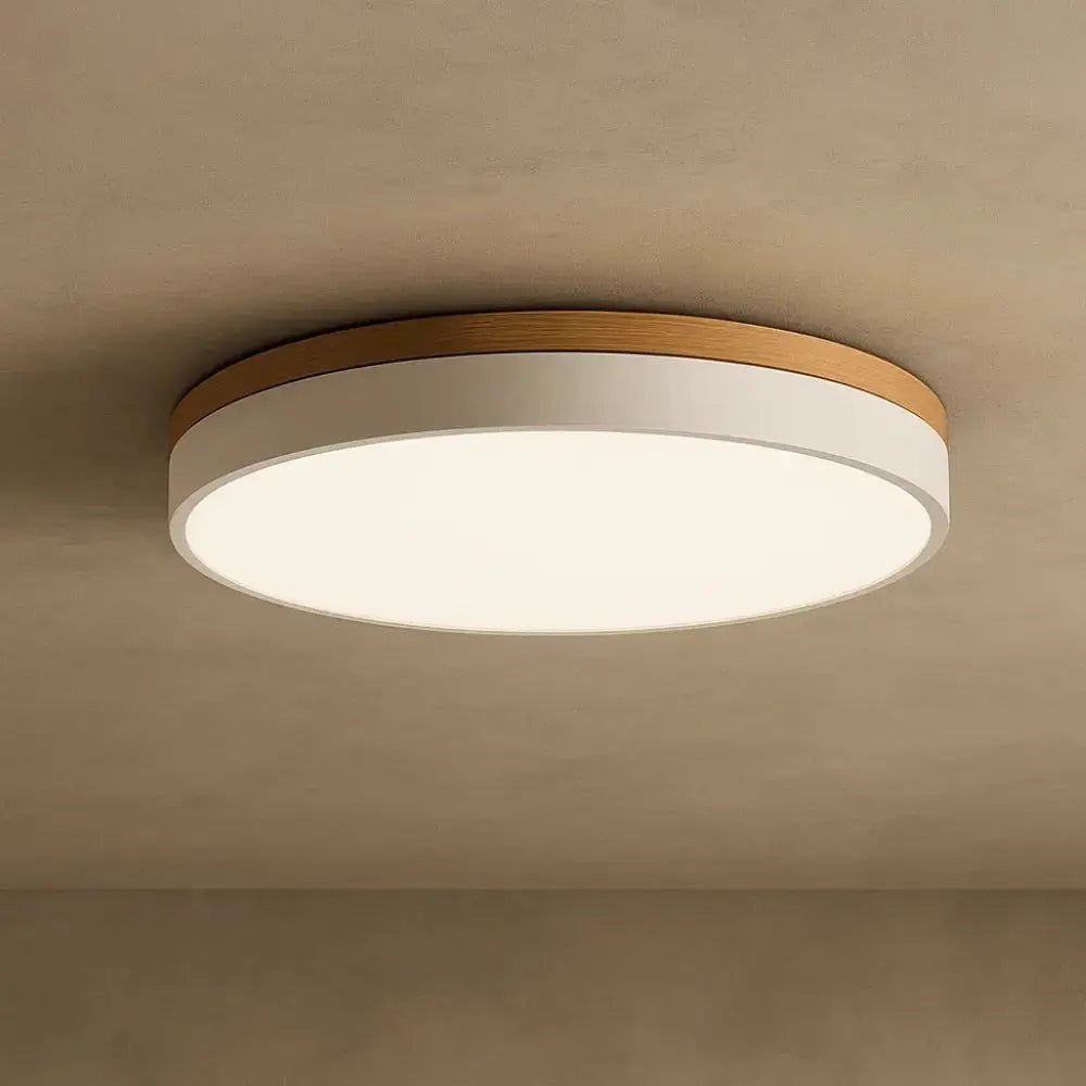 Wood Trim LED Flush Mount Ceiling Light