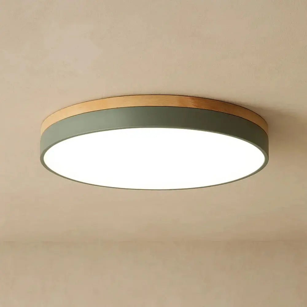 Wood Trim LED Flush Mount Ceiling Light