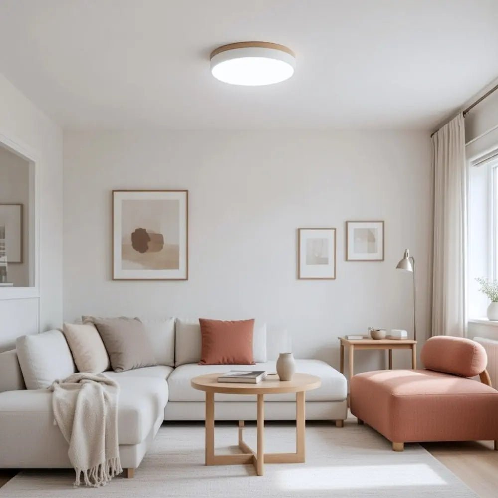 Wood Trim LED Flush Mount Ceiling Light