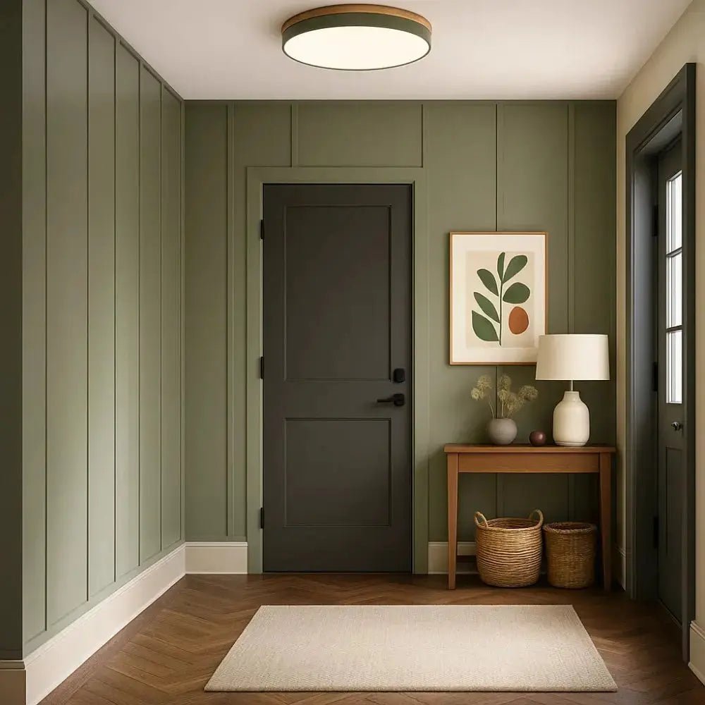 Wood Trim LED Flush Mount Ceiling Light