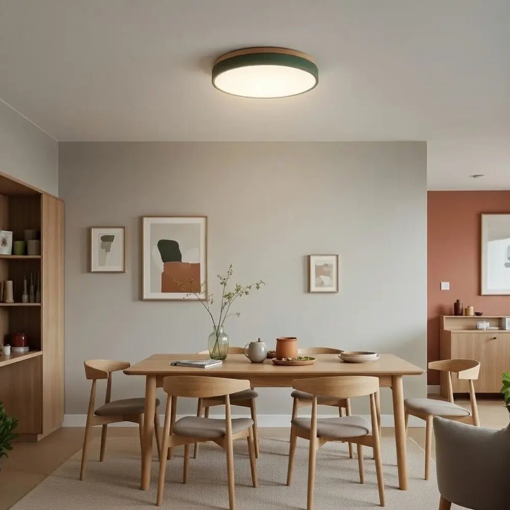 Wood Trim LED Flush Mount Ceiling Light