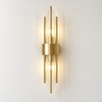 Art Deco Gold Wall Sconce Crystal Glass Rod Up Down Light