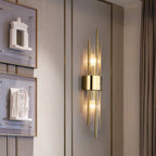 Art Deco Gold Wall Sconce Crystal Glass Rod Up Down Light
