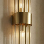 Art Deco Gold Wall Sconce Crystal Glass Rod Up Down Light