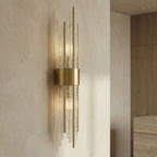 Art Deco Gold Wall Sconce Crystal Glass Rod Up Down Light