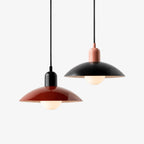 Bauhaus Wide Brim Metal Shade Glass Globe Pendant Light