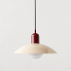 Bauhaus Wide Brim Metal Shade Glass Globe Pendant Light