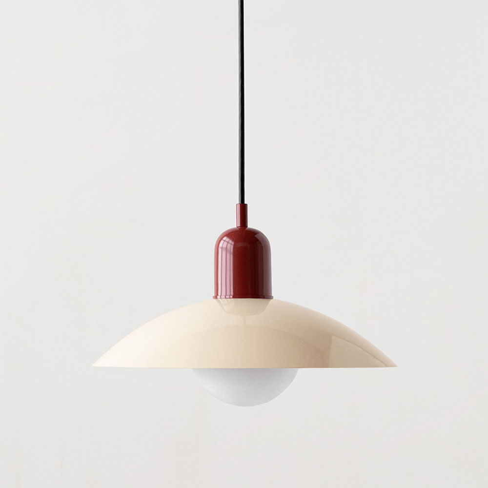 Bauhaus Wide Brim Metal Shade Glass Globe Pendant Light