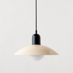 Bauhaus Wide Brim Metal Shade Glass Globe Pendant Light