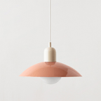 Bauhaus Wide Brim Metal Shade Glass Globe Pendant Light