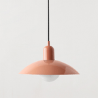 Bauhaus Wide Brim Metal Shade Glass Globe Pendant Light