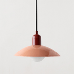 Bauhaus Wide Brim Metal Shade Glass Globe Pendant Light