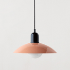 Bauhaus Wide Brim Metal Shade Glass Globe Pendant Light