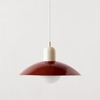 Bauhaus Wide Brim Metal Shade Glass Globe Pendant Light