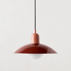 Bauhaus Wide Brim Metal Shade Glass Globe Pendant Light