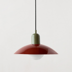 Bauhaus Wide Brim Metal Shade Glass Globe Pendant Light