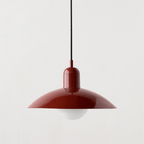 Bauhaus Wide Brim Metal Shade Glass Globe Pendant Light