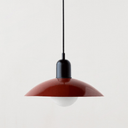 Bauhaus Wide Brim Metal Shade Glass Globe Pendant Light