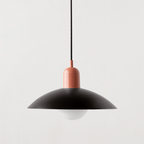 Bauhaus Wide Brim Metal Shade Glass Globe Pendant Light