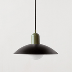 Bauhaus Wide Brim Metal Shade Glass Globe Pendant Light