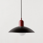 Bauhaus Wide Brim Metal Shade Glass Globe Pendant Light