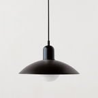 Bauhaus Wide Brim Metal Shade Glass Globe Pendant Light