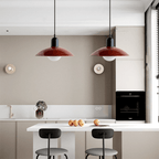 Bauhaus Wide Brim Metal Shade Glass Globe Pendant Light