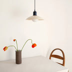 Bauhaus Wide Brim Metal Shade Glass Globe Pendant Light