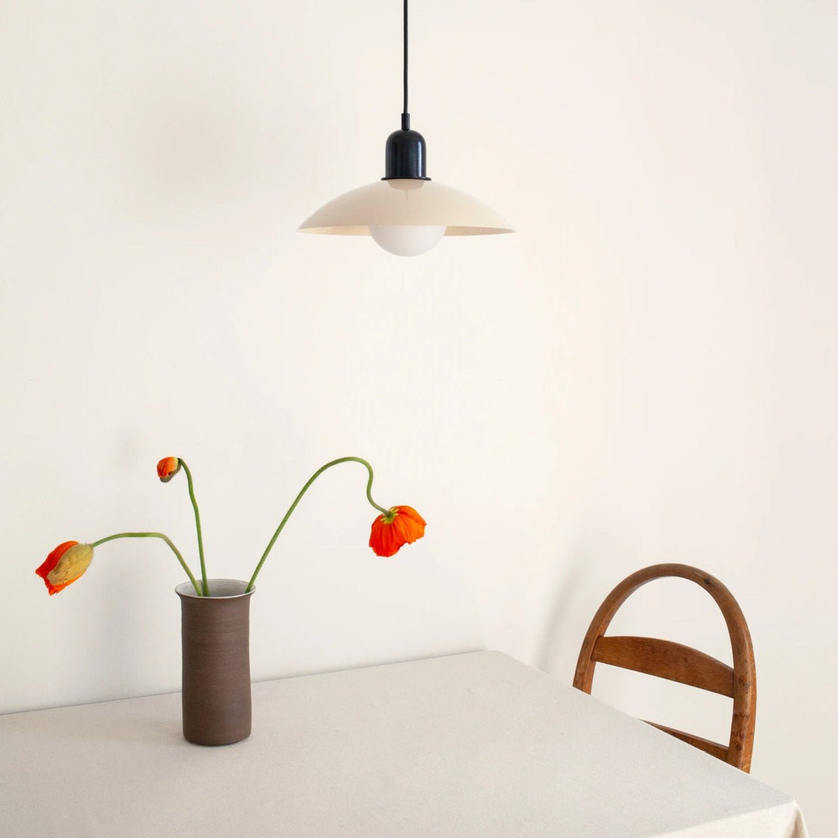 Bauhaus Wide Brim Metal Shade Glass Globe Pendant Light