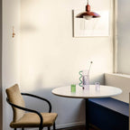 Bauhaus Wide Brim Metal Shade Glass Globe Pendant Light