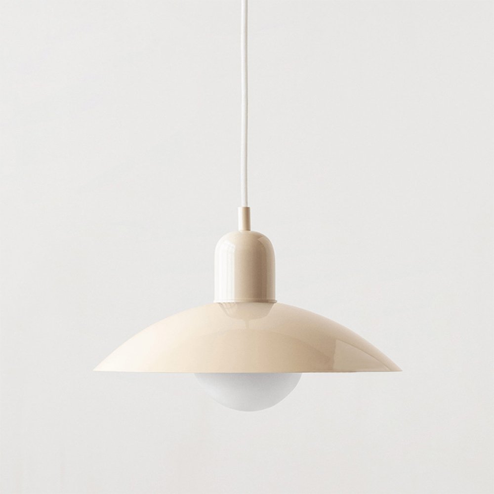 Bauhaus Wide Brim Metal Shade Glass Globe Pendant Light