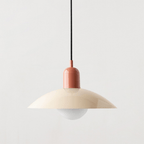 Bauhaus Wide Brim Metal Shade Glass Globe Pendant Light