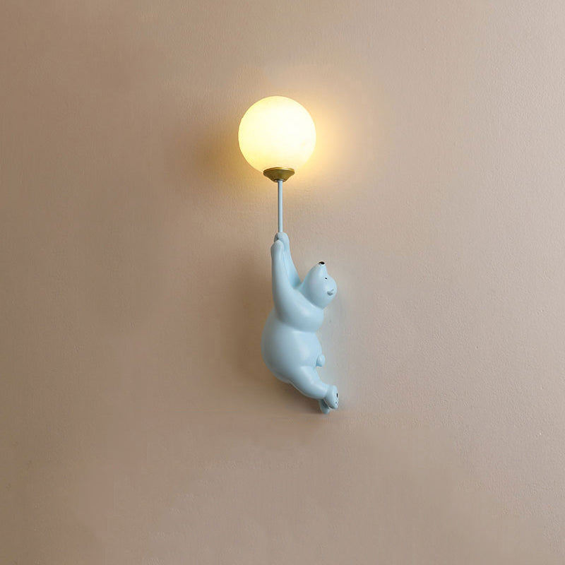 Bear Holding Balloon Globe Wall Sconce