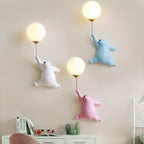 Bear Holding Balloon Globe Wall Sconce