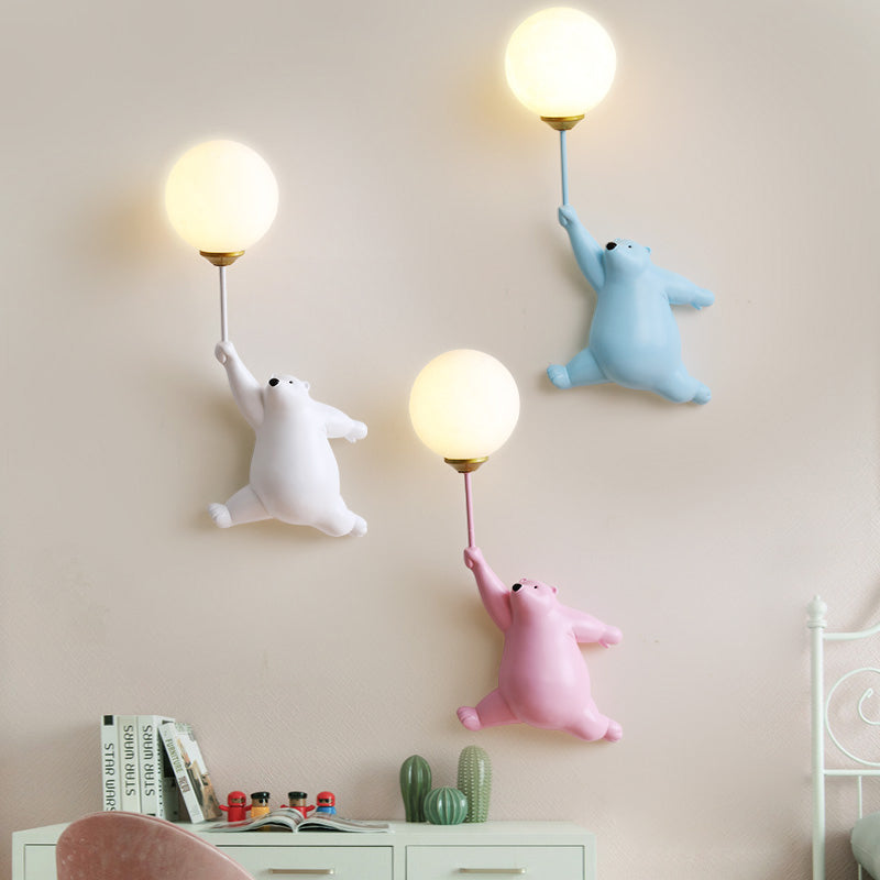 Bear Holding Balloon Globe Wall Sconce