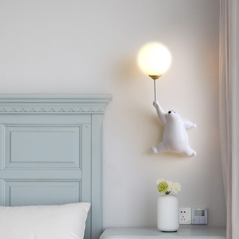 Bear Holding Balloon Globe Wall Sconce