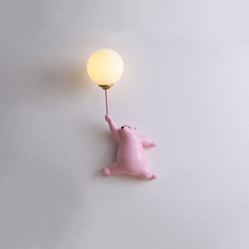 Bear Holding Balloon Globe Wall Sconce
