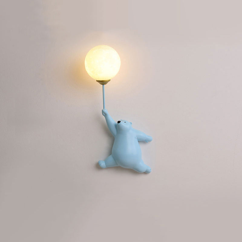 Bear Holding Balloon Globe Wall Sconce