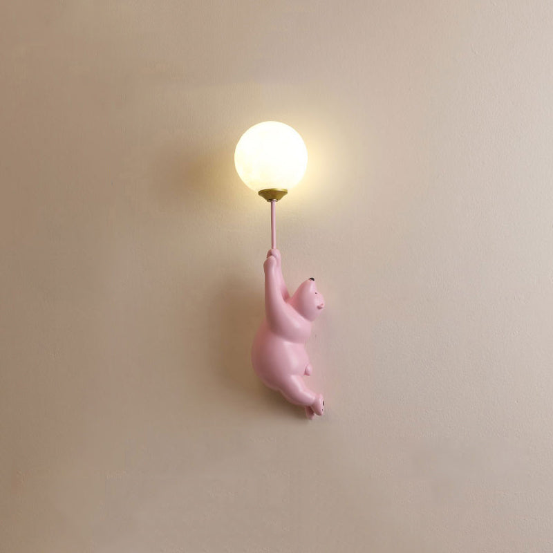 Bear Holding Balloon Globe Wall Sconce