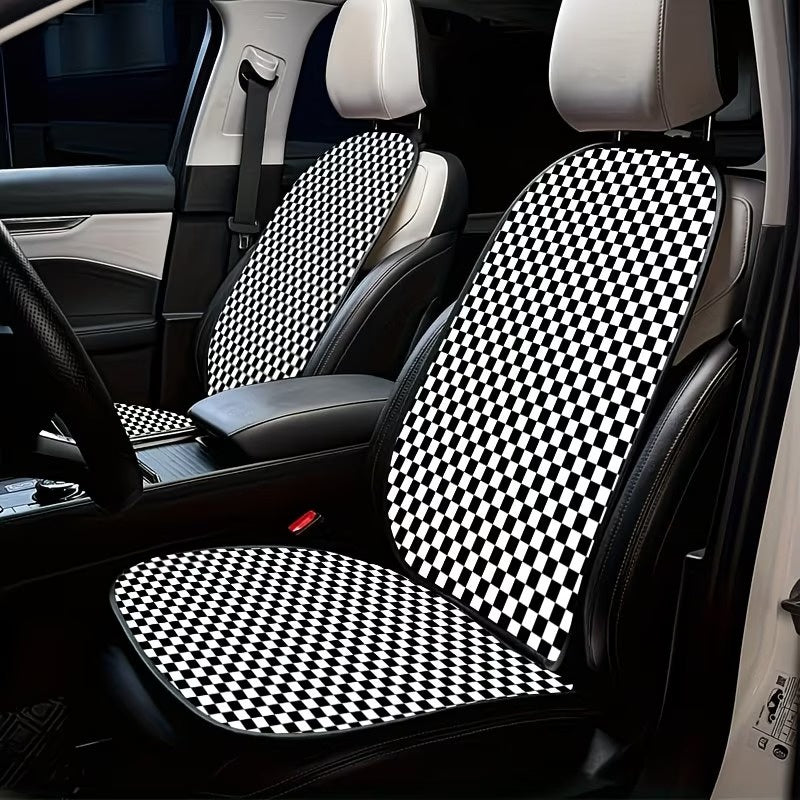 Car Seat Cover Set with Checkered Pattern