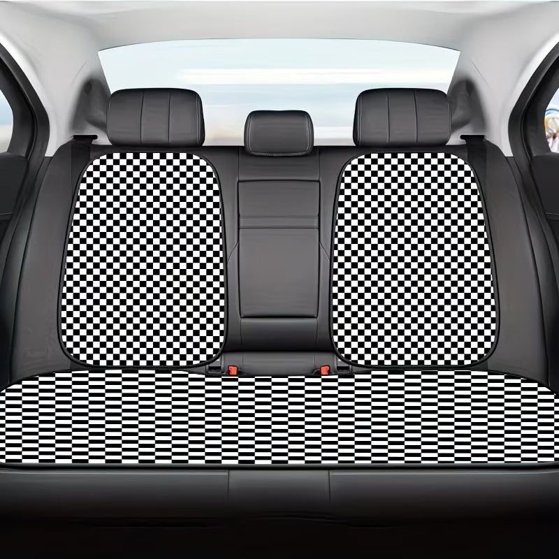 Car Seat Cover Set with Checkered Pattern