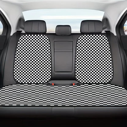 Car Seat Cover Set with Checkered Pattern