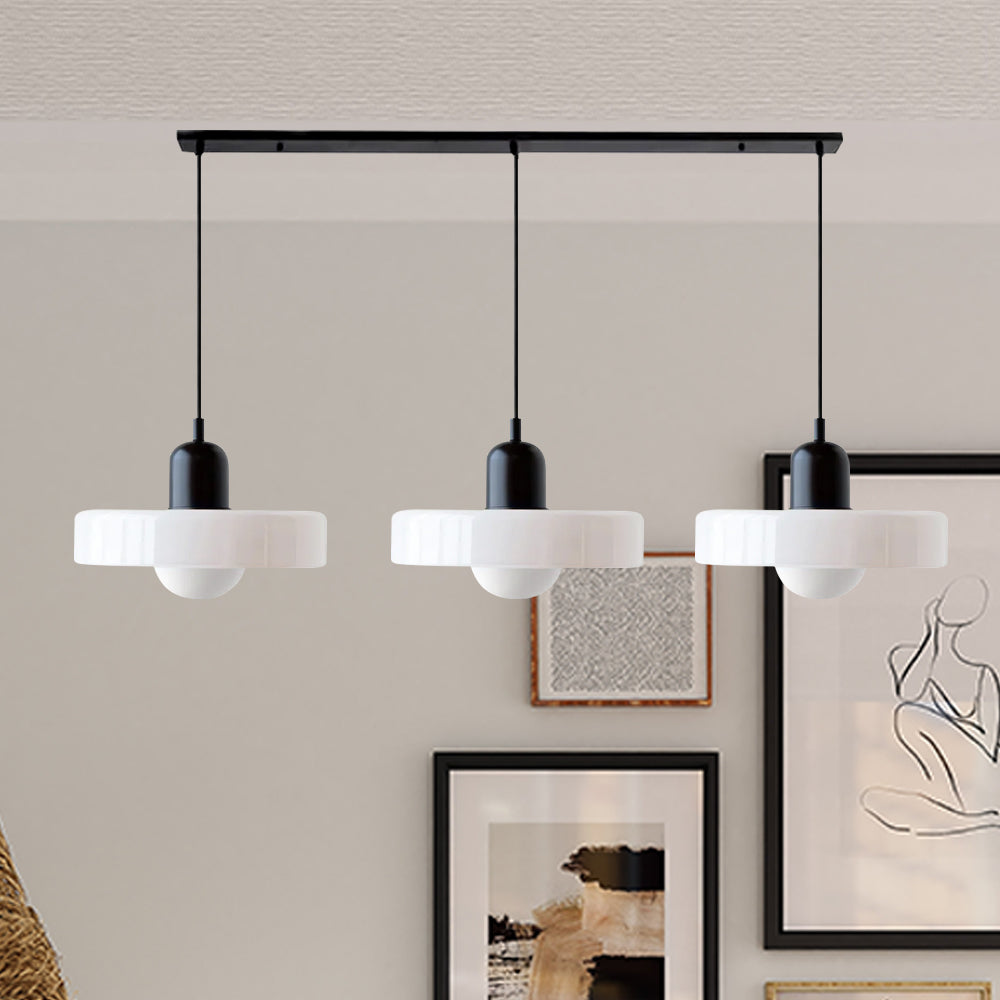 Colored Glass Pendant Light 3-Light Linear