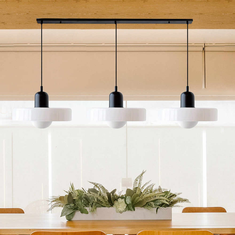 Colored Glass Pendant Light 3-Light Linear