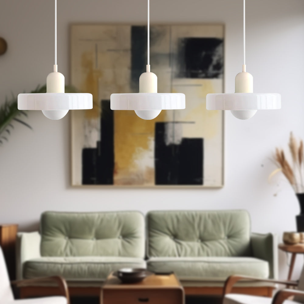 Colored Glass Pendant Light 3-Light Linear