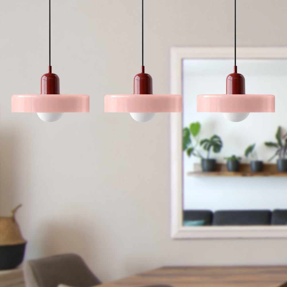 Colored Glass Pendant Light 3-Light Linear