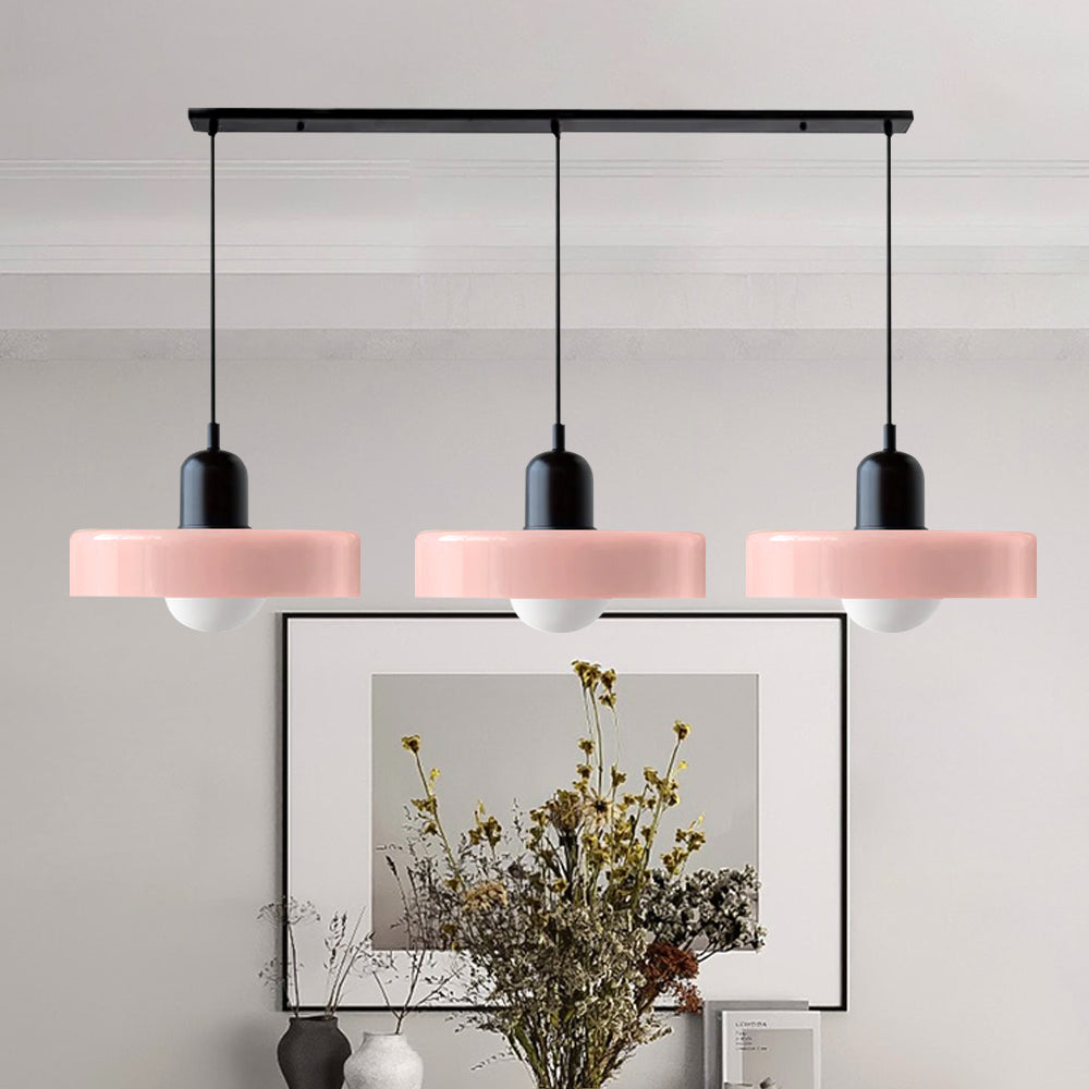 Colored Glass Pendant Light 3-Light Linear