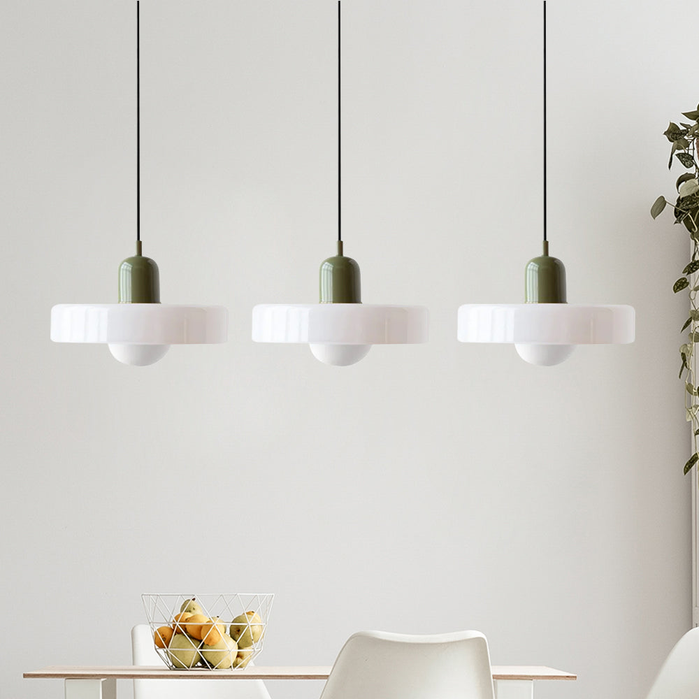 Colored Glass Pendant Light 3-Light Linear