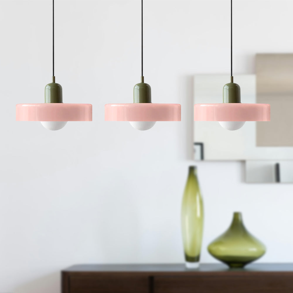 Colored Glass Pendant Light 3-Light Linear